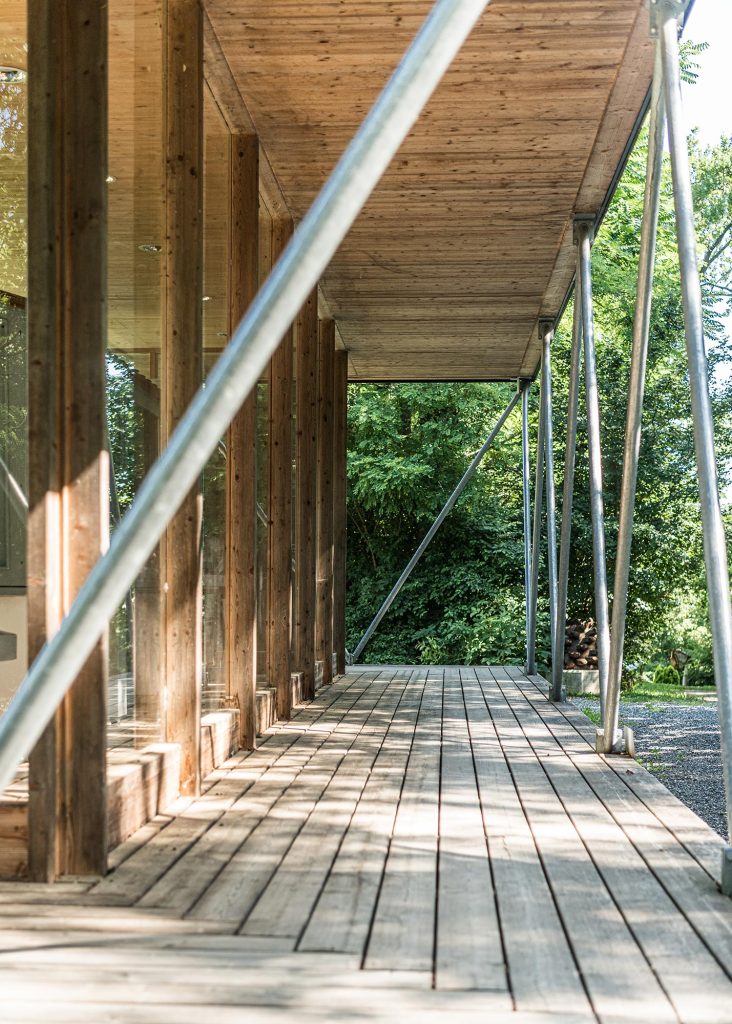 Stahlbau-Konstruktion in Kombination mit Holz-Elementen am Voitsberger Schlossberg